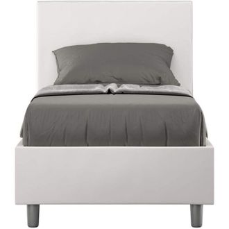 Les Tendances Letto Singolo rivestito in Similpelle - ADELE - Colore: Bianco - Tipologia Letto: Con Rete e Contenitore - Dimensione Rete: 80x190