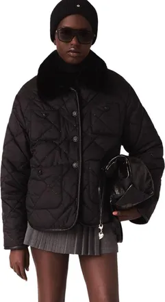 Maje Reversible sequin puffer jacket in Black at Nordstrom, Size 40 Eu