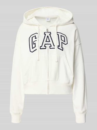 GAP Regular Fit Sweatjacke mit Logo-Stitching Modell Heritage in Ecru, Gr&ouml;&szlig;e XL