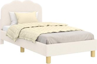 vidaXL Cama Para Ni&ntilde;os Con Cabecero Crema 80 X 160 Cm Tela De Oveja Vidaxl