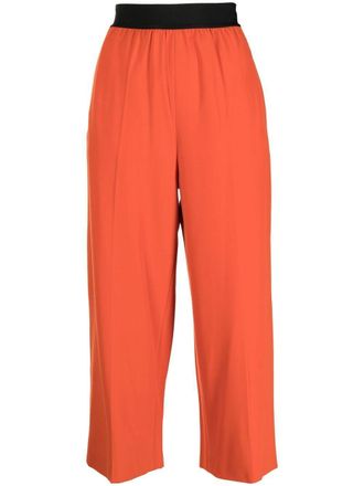 Stella McCartney straight-leg cropped trousers - women - Polyester/Wool/Elastane - 42 - Orange