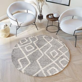 Tapiso Alfombra redonda de polipropileno en gris y crema &oslash; 200 cm