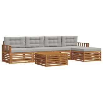 vidaXL Conjunto De Sof&aacute;s De Exterior 6 Pcs Gris Natural Y Claro Vidaxl