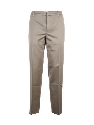 Dondup Turquoise James Straight-Leg Cotton-Linen Blend Trousers