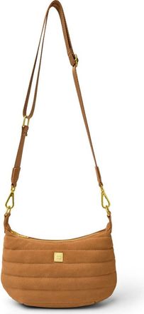 Think Royln Quilted Mini Moon Crossbody Bag in Terracotta Suede at Nordstrom