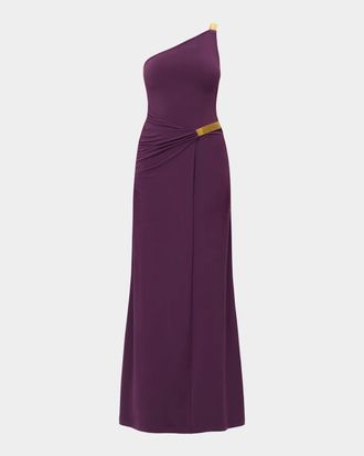 H&eacute;rve L&eacute;ger The Teresa Draped One-Shoulder Gown