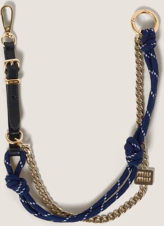 Miu Miu Leather, cord and metal trick keyring