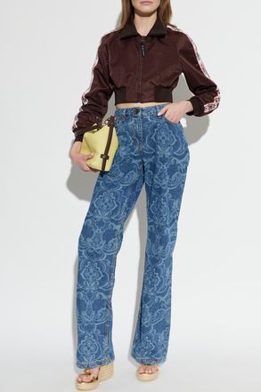 Etro Cropped Sweatshirt With Embroidered Logo, Womens, Brown