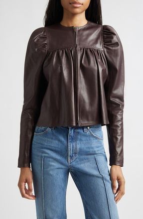Ulla Johnson Anouk Leather Jacket in Mahogany at Nordstrom, Size Small