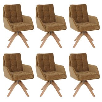 Hhg [nunca Usado] Juego De 6 Sillas De Comedor Hhg-708, Sillas De Cocina, Giratorias, Tejido De Chenilla (680 G/m&sup2;), Certificaci&oacute;n Oeko-tex, Madera Mvg, A