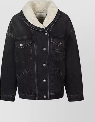Isabel Marant cotton denim jacket featuring shearling collar