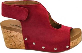 Corkys Footwear Womens The Frisky Wedge Sandals In Deep Red