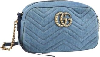 Gucci Pre-owned Cross Body Bags, female, Blue, Size: ONE SIZE Pre-owned Vintage Canvas Cross Body Bag