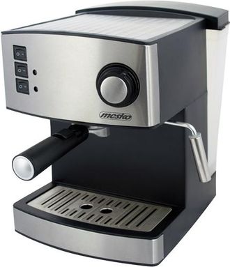 Mesko Mesko - Ms 4403 Cafetera Expresso Manual 15 Bares 1,6 L, Brazo Doble Salida, Espumador Leche, Calientatazas 850w Plata