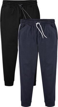Bonprix Jogginghose BONPRIX, Herren, Gr. 44/46, N-Gr, schwarz, dunkelblau, Web, Obermaterial: 60% Baumwolle, 40% Polyester, regular fit, Hosen Jogginghose, mi