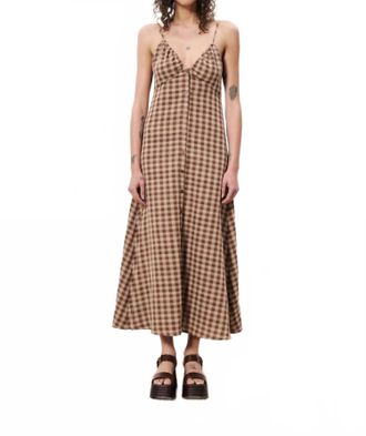 FRNCH Casimira Gingham Maxi Dress In Ice Brown
