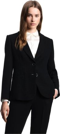 Emporio Armani ASV Single-Breasted Blazer - Dames - Blazers - Zwart - S - Leer - Jassen