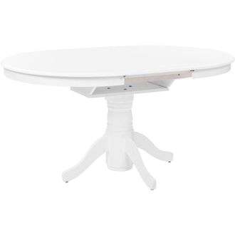 Beliani Mesa Vintage Retro De Comedor Extensible De Madera Con Pedestal Blanco 106/150 X 106 Cm Akron
