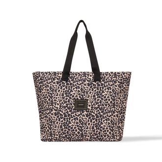 Freddy Borsa shopper in canvas animalier con zip e logo FREDDY