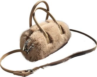 Generic Womens Plush Bags Winter Plush Fluffy Handbags Soft Faux Fur Pink White Tote Shoulder Bag For Women Wedding Party Bolsas(Color-04)