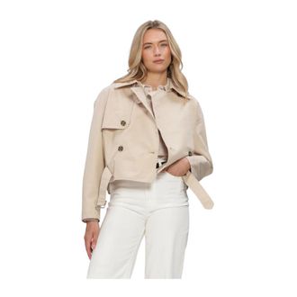Tommy Jeans TJW Short Trench Coat - Dames - Mantels - Beige - Maat: L Katoen