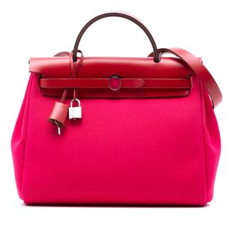 Herm&egrave;s Pink Toile Herbag Zip 31 Laque