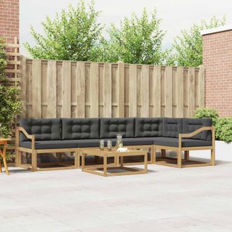 vidaXL Vidaxl Set Di Divani Da Esterno 6 Pz 5-posti Bianco E Antracite