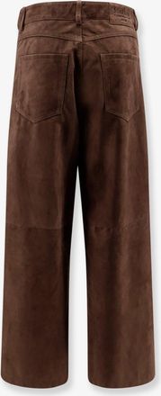 Max Mara Womens Suede Trousers Brown Leather