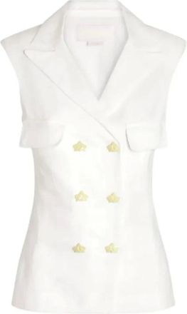 Genny Vests, female, White, Size: 2XS Double-Breasted Pocket Vest