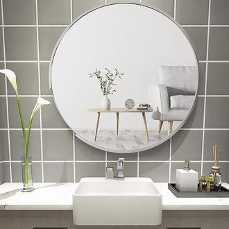 OEM Espejo De Pared Colgante, Espejo Redondo De Cristal Hd Para Decoraci&oacute;n, Ba&ntilde;o, Sala De Estar, Dormitorio, 50x50cm