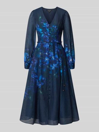 Forever New Midikleid aus Lyocell-Mix mit Bindeg&uuml;rtel Modell Kahlani in Dunkelblau, Gr&ouml;&szlig;e 32