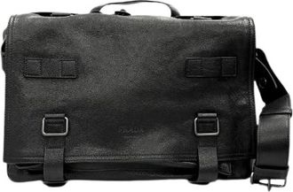 Prada Pre-owned Buffalo Skin Shoulder Bag - Heren - Vintage Schoudertas - Zwart - ONE Size - Leer - Vintage