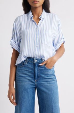 Beach Lunch Lounge Murphy Stripe Button-Up Shirt in Moscow Lilac at Nordstrom, Size X-Large