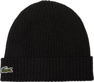 Lacoste Klassieke Gebreide Muts - unisex - Hoeden - Zwart - ONE Size - Wol - Accessoires