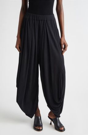 Michael Kors Draped Georgette Jersey Trousers in Black at Nordstrom, Size X-Small