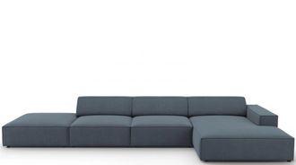 BLOOMINGLOFT 5-Sitzer Design Ecksofa Jodie mit Ottomane links - Strukturstoff