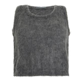 Alberta Ferretti Top in blended brushed wool - female - Alberta Ferretti - Sleeveless Tops - Gray - M - Tops