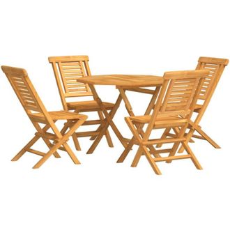 vidaXL Juego De Comedor Para Jard&iacute;n 5 Piezas Madera Maciza De Teca Vidaxl