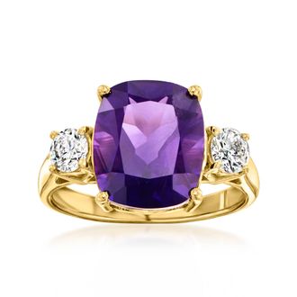 Ross-Simons Amethyst Ring With. Lab-Grown Diamonds in 18kt Gold Over Sterling
