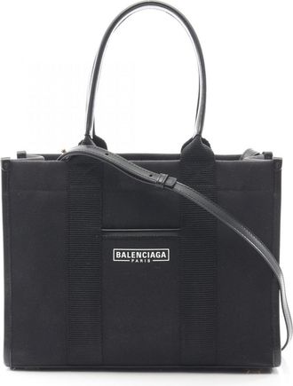 Balenciaga Black Canvas Leather Tote Bag (Pre-Owned)