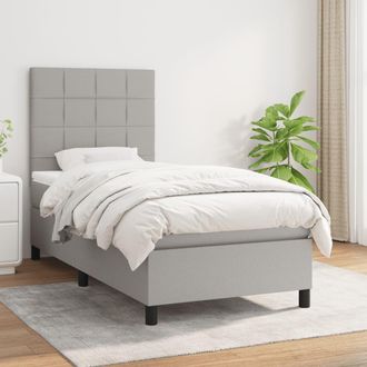 vidaXL Cama Box Spring Con Colch&oacute;n Tela Gris Claro 90x190 Cm Vidaxl