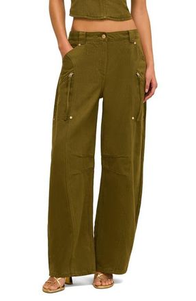 Cult Gaia Sigrid Twill Barrel Leg Pants in Rosemary at Nordstrom, Size 10