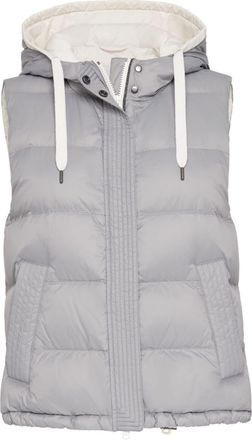Brunello Cucinelli quilted padded gilet - women - Polyamide/Nylon/Feather Down/Eco Brass/Polyester/Nylon - 50 - Grey