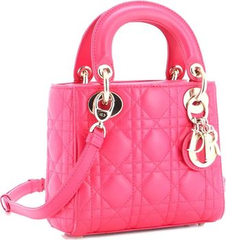 Dior Lady Dior Bag Cannage Quilt Lambskin Mini satchel - Roze
