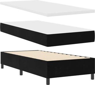 vidaXL Cama Tipo Box Spring Con Colch&oacute;n Negro 90 X 190 Cm Terciopelo Vidaxl
