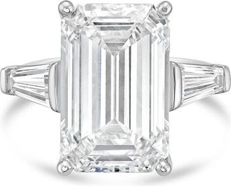 Diana M. Jewels Platinum 12.00 ct tw Emerald Cut with two Long Baguettes on the side Engagement Ring (Single Claw)