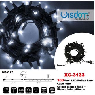 Trade Shop Trade Shop - Catena Luminosa 100luci Led Lucciole Bianco Fisso + Bianco Intermittente Xc-3133