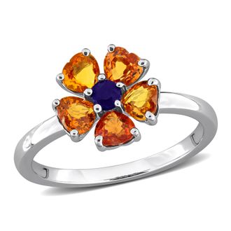 Mimi & Max Multi-Gem Floral Ring Sterling Silver