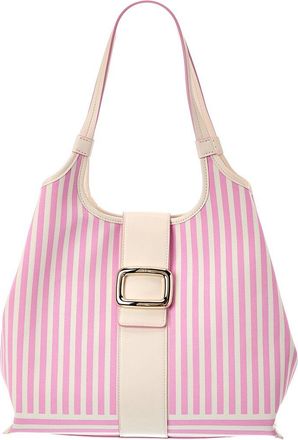 Roger Vivier Logo Leather & Canvas Tote