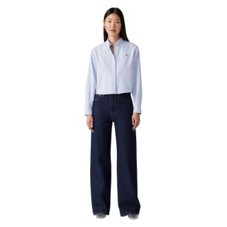 Levi's Damesjeans met wijde pijpen van een katoenmix (Blauw gearceerd)
